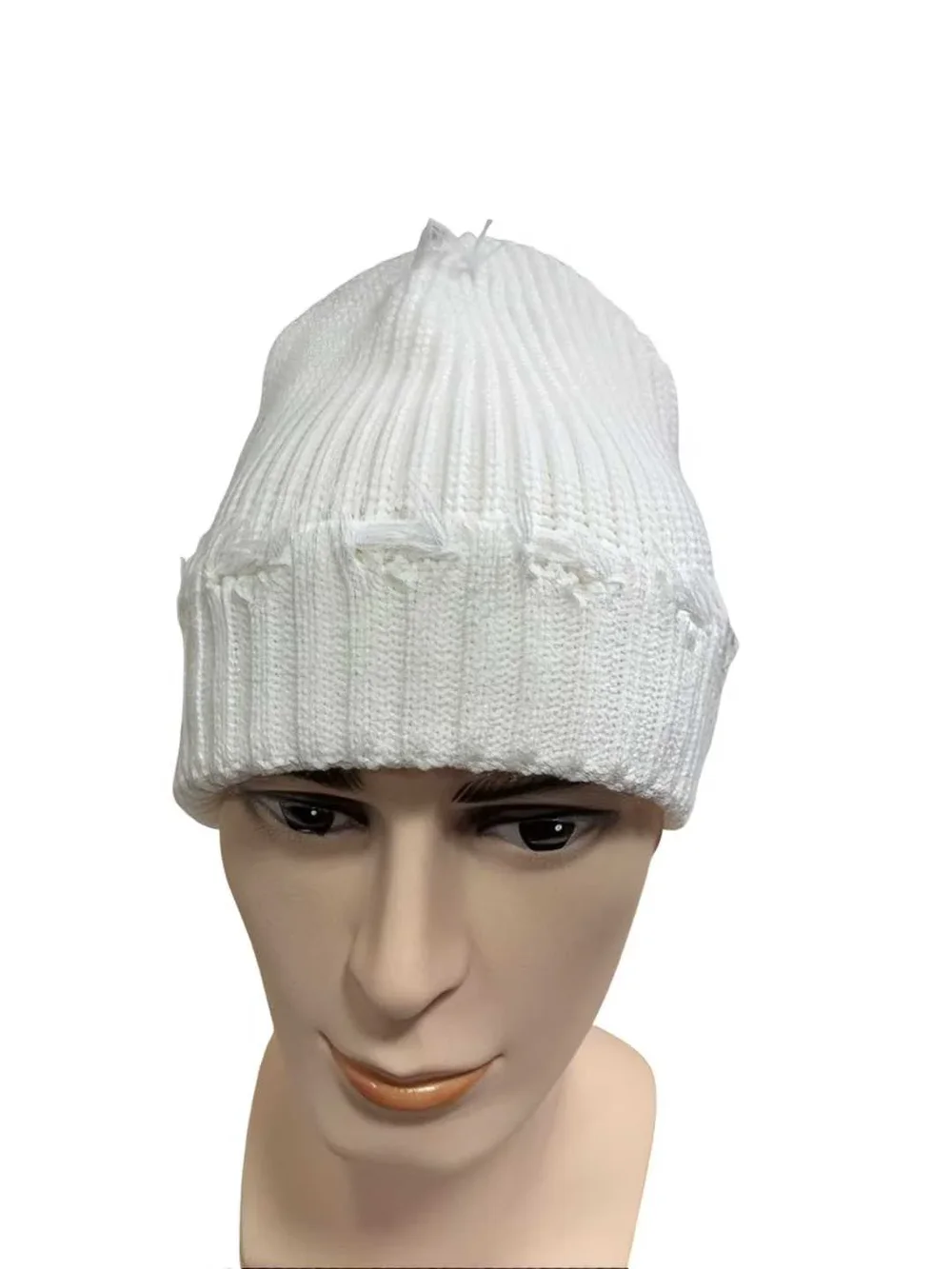 Distressed Cuffed Knit Beanies product photograph